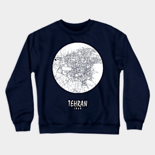 Tehran, Iran City Map - Full Moon Crewneck Sweatshirt